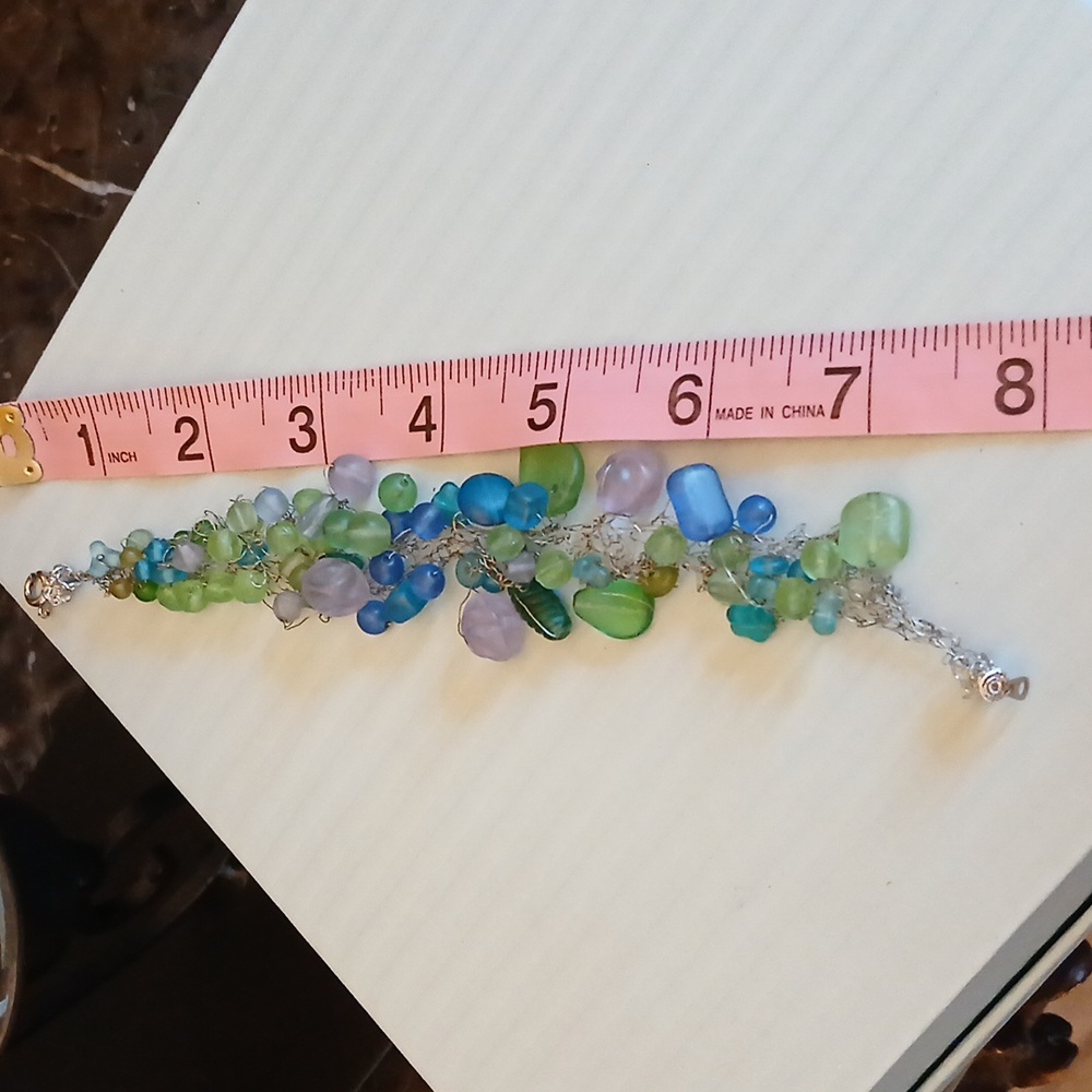 NWOT Artisan Women's Multicolor Wire Beaded Bracelet Sea Glass Color - Picture 12 of 17